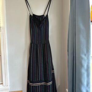 Rag & Bone - Austin dress: Black multicolor striped lightweight silk dress